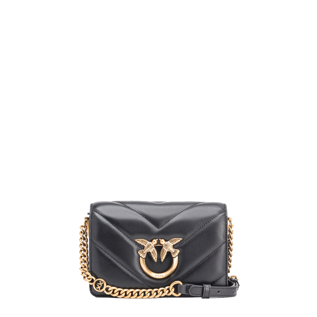 PINKO LOVE CLICK MINI SHEEP NAPPA BI Z99Q 100067A136 Z99Q NERO ANTIQUE GOLD LaBorsetteria