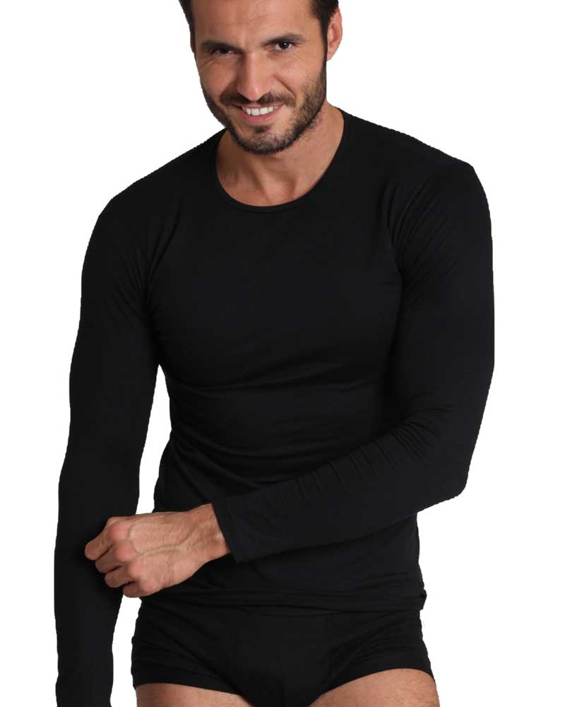 Basic Cotton Maglia Uomo Cotone Manica Lunga Girocollo