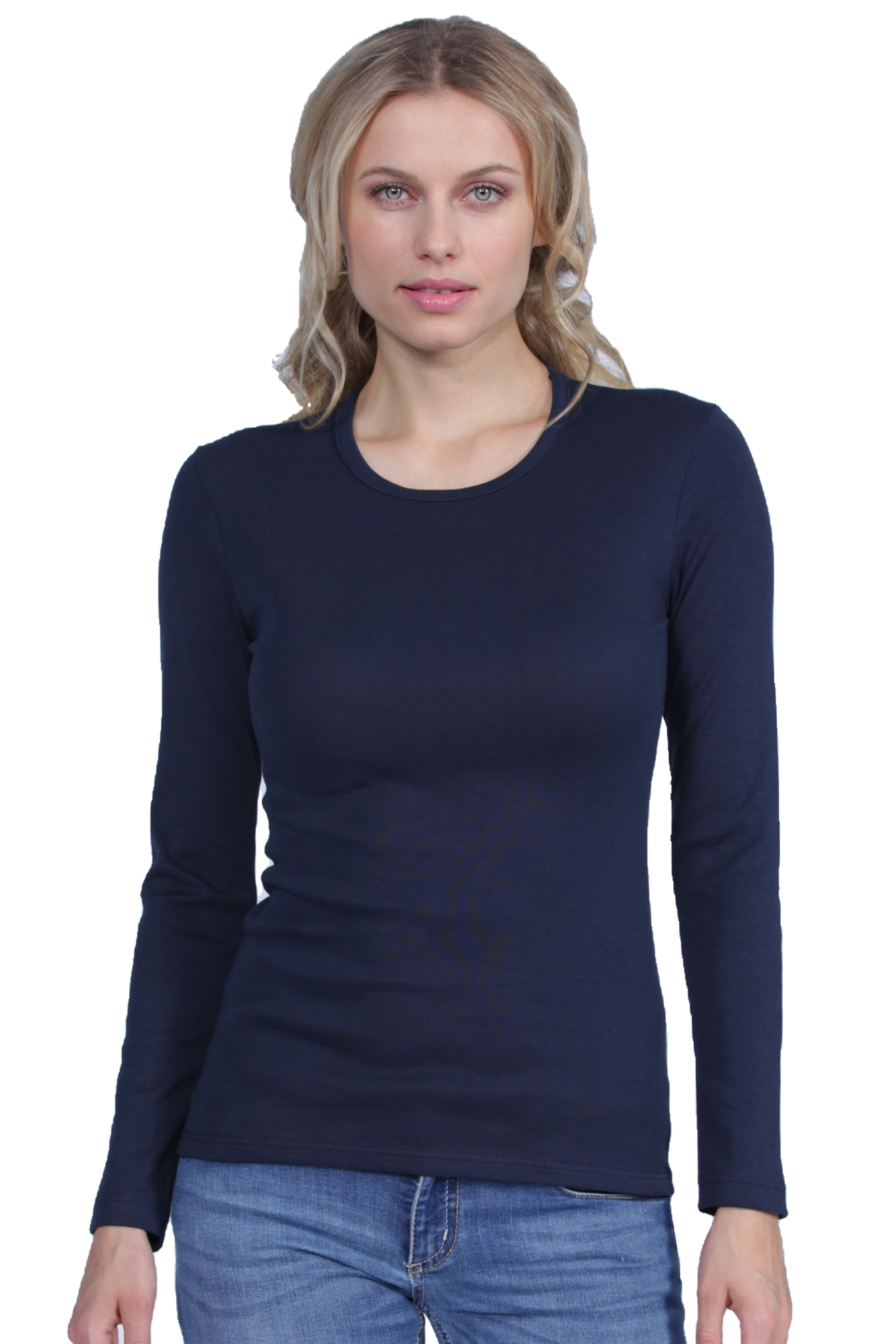 BASIC COTTON Maglia donna manica lunga girocollo puro cotone