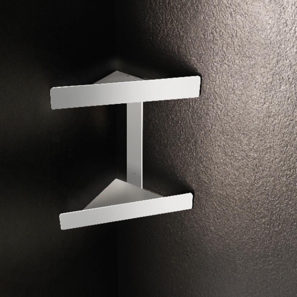 Mensola Doccia Angolare Senza Foratura - Acciaio Inox Con 2 Ripiani E Ganci, Argento - Foto 2