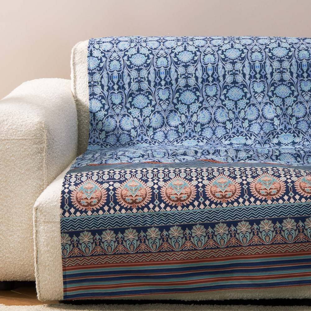 Telo Copridivano In Cotone 260x280 Cm - Made In Italy - Righe Verde - Multiuso Leggero - Foto 5