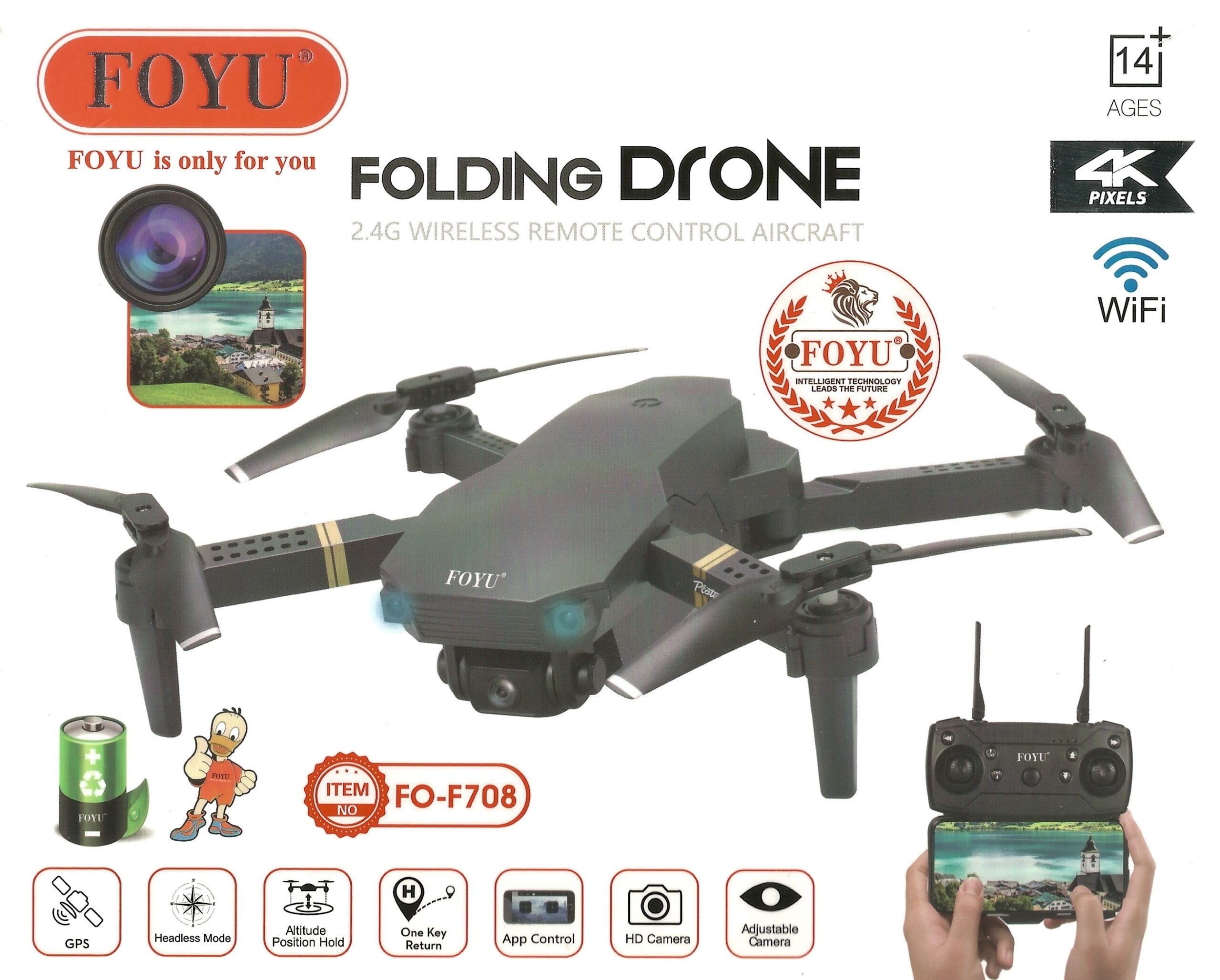 FOYU 4K Mini Drone with Radio Control, 8 Minutes Flight HD Camera, FO ...