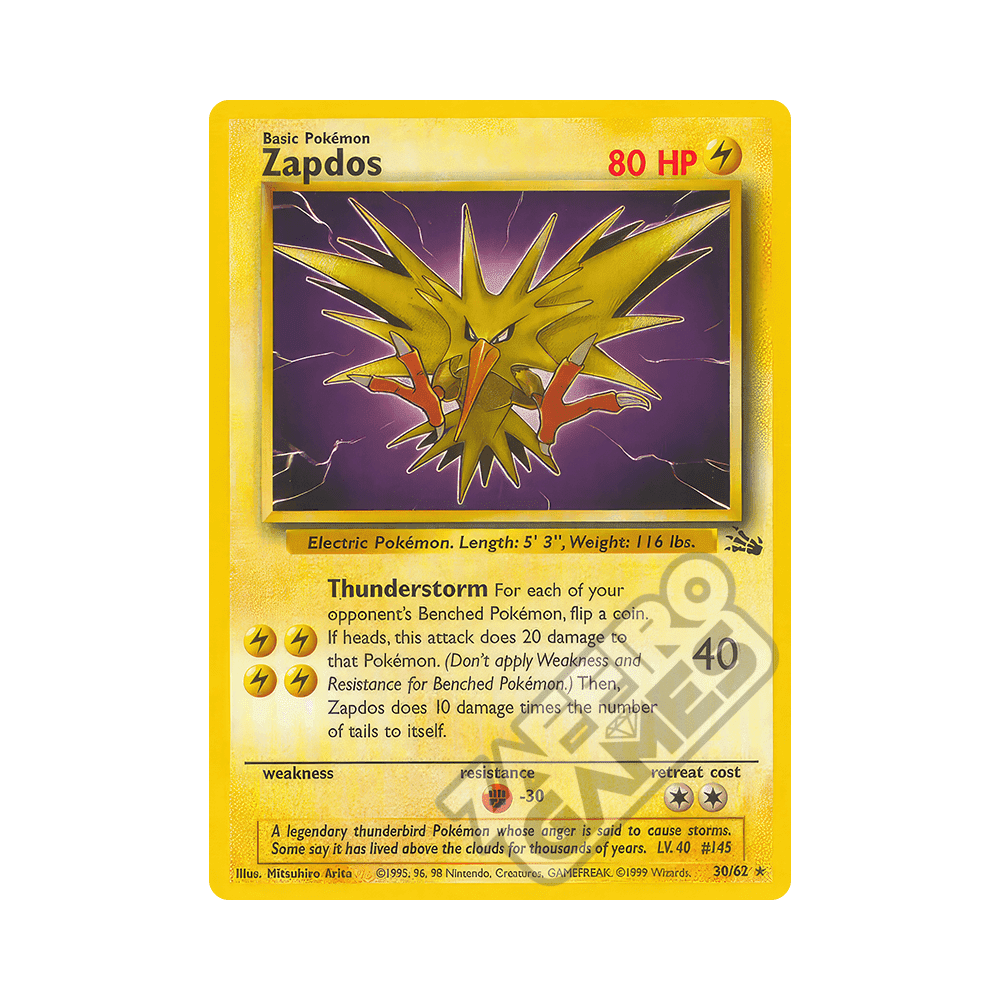 30/62 Zapdos Rara Unlimited (ITA) - Fossil