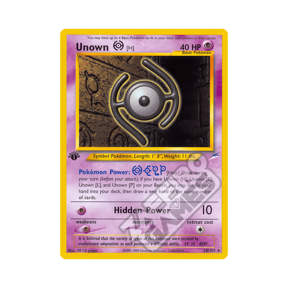028/105 Unown H Rara Prima Edizione (ITA) / Neo Destiny