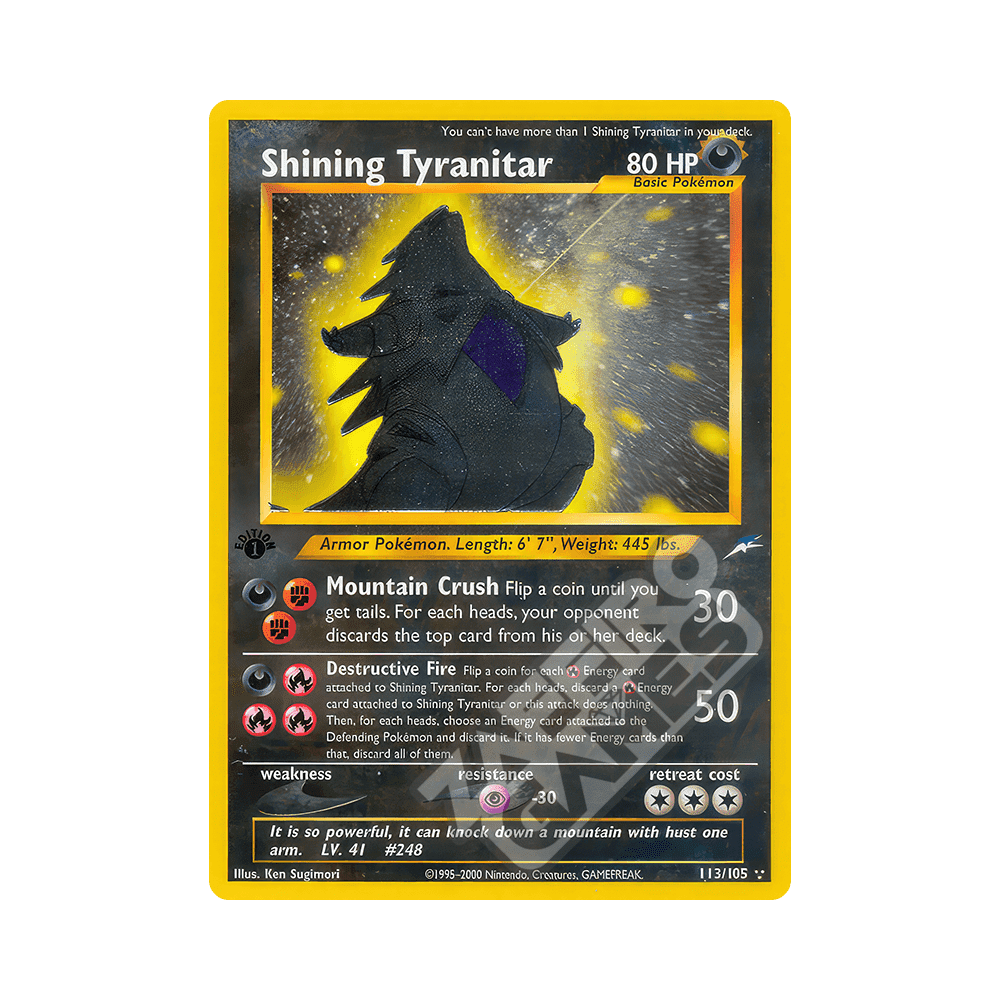 ポケモンカード　Shining Tyranitar 113/105 英語版 Shining Tyranitar 113/105 - Neo Destiny 1st Edition Holofoil