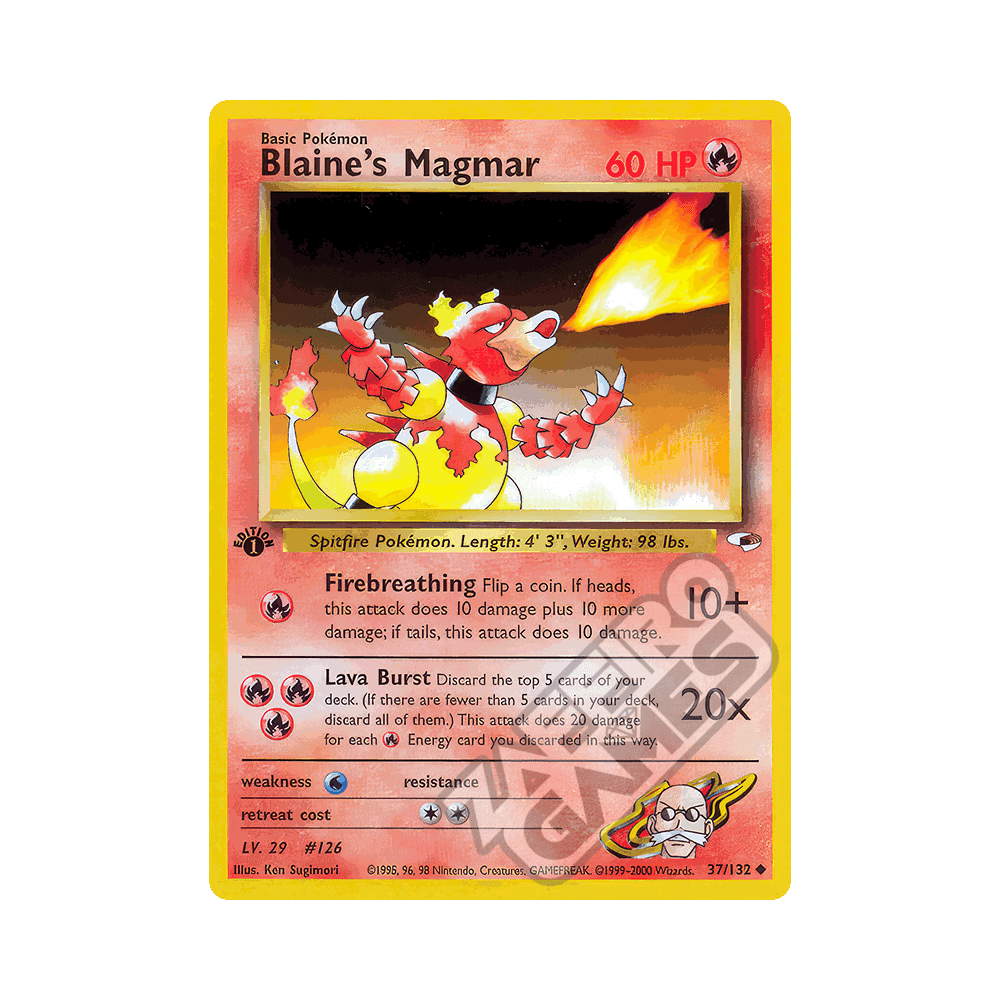 Pokemon Card: Blaine's Vulpix #65/132  Common, Gym Heroes Set, Near Mint