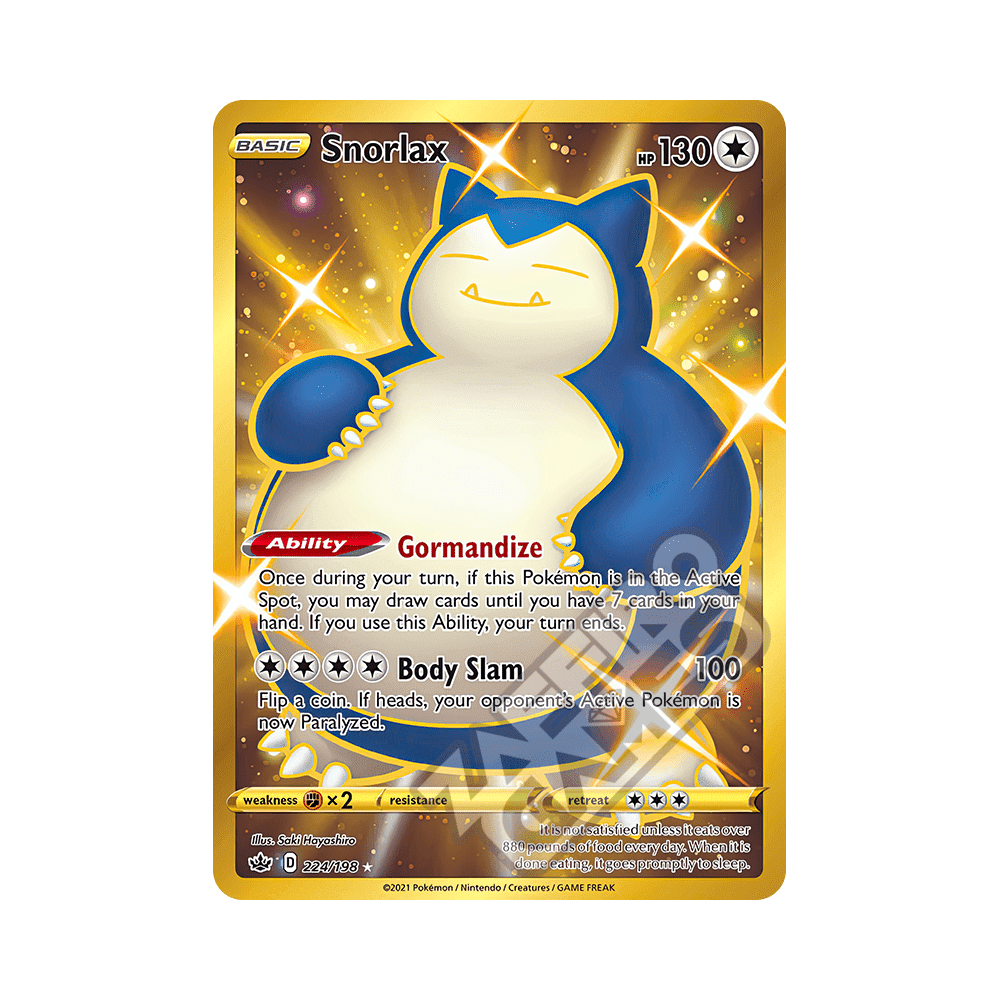 224/198 Snorlax Shiny Gold Rara Segreta (ITA)  Regno Glaciale | ZAFFIRO  GAMES S.R.L.