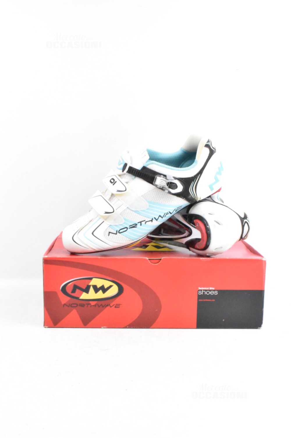 Chaussures Cyclisme Homme Northwave Blanc Bleu Clair N.45 Joints