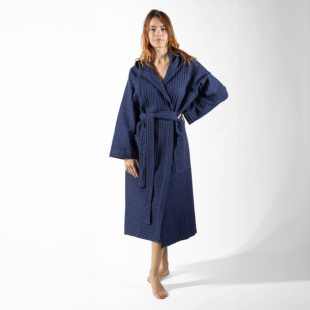 Accappatoio in Nido d'Ape Blu-Navy 