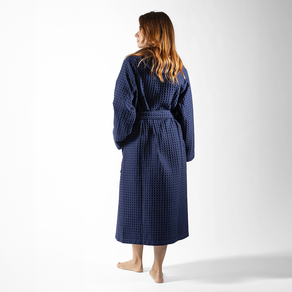 Accappatoio in Nido d'Ape Blu-Navy 