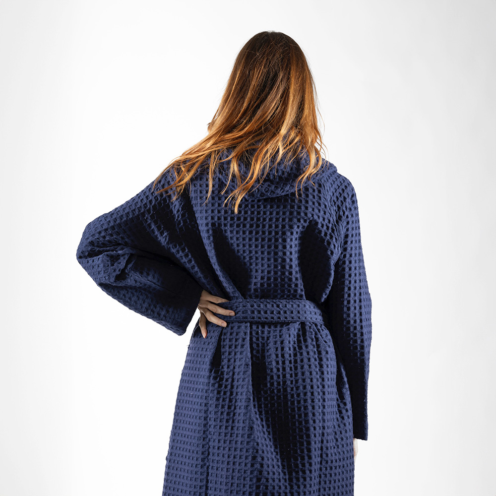 Accappatoio in Nido d'Ape Blu-Navy 