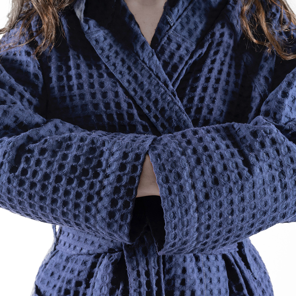 Accappatoio in Nido d'Ape Blu-Navy 