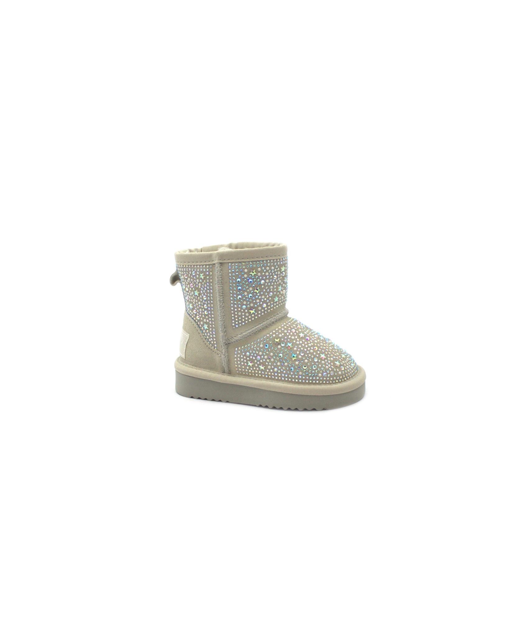 LELLI KELLY OLIVIA LKHK3770 grigio chiaro stivali stivaletti bambina pelo  strass e perline