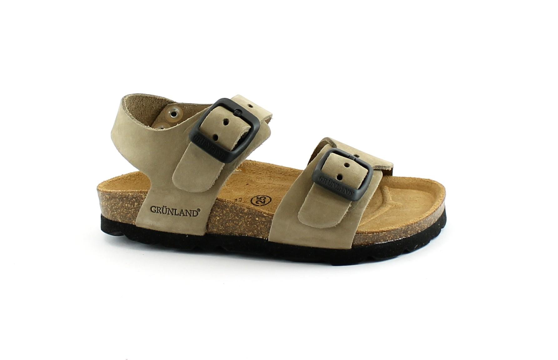 GRUNLAND LUCE SB0205 25 31 kaki beige sandali bambino birk fibbie