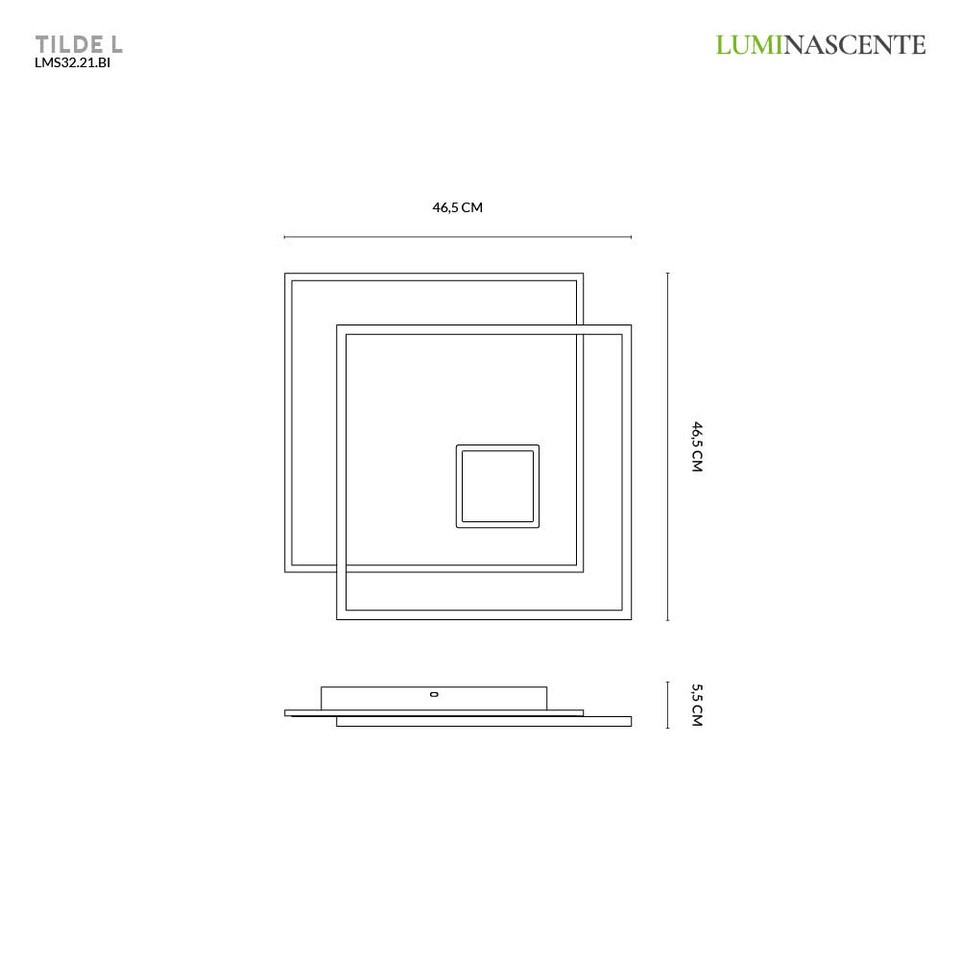 TILDE L PLAFONIERA BIANCO 40W 3000K - 4000K