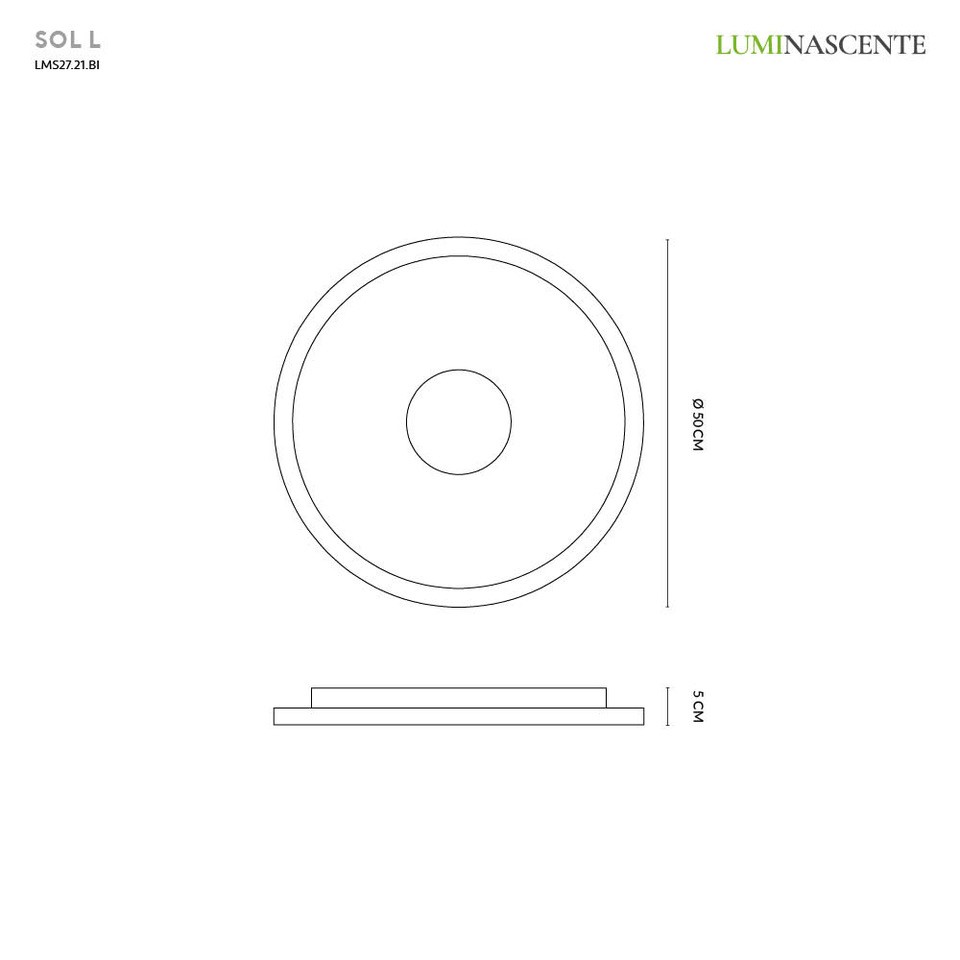 SOL L PLAFONIERA BIANCO 50W 3000K - 4000K