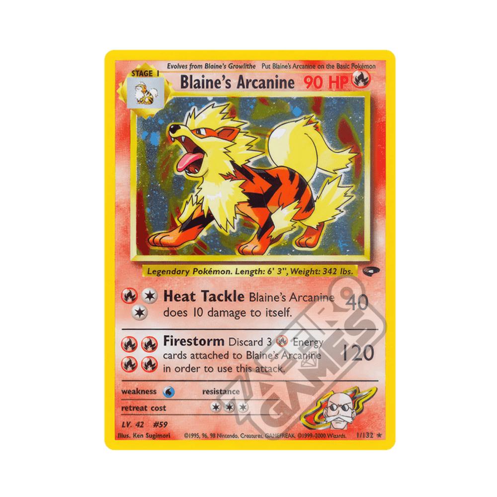 001/132 Blaine's Arcanine Holo Unlimited (ENG) - Gym Challenge
