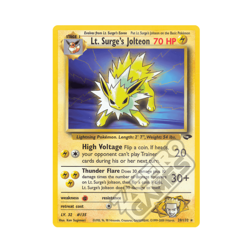 028/132 Lt. Surge Jolteon Rara Unlimited (ENG) - Gym Challenge