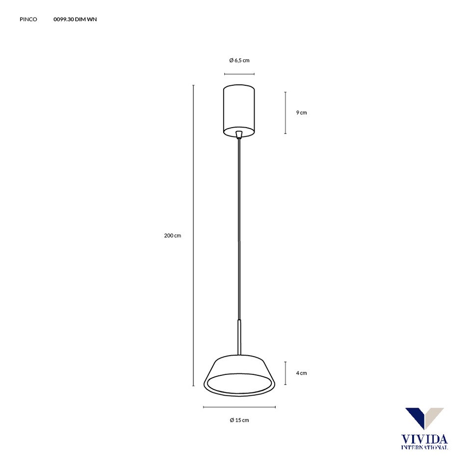PINCO SOSPENSIONE Ø15 BRONZO 12W 3000K - 4000K DIMMERABILE
