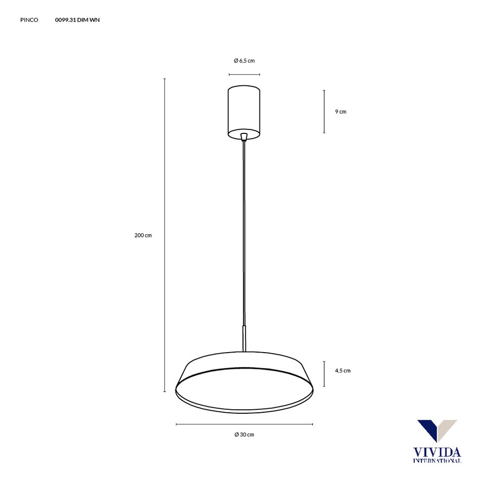 PINCO SOSPENSIONE Ø30 SABBIA 20W 3000K - 4000K DIMMERABILE