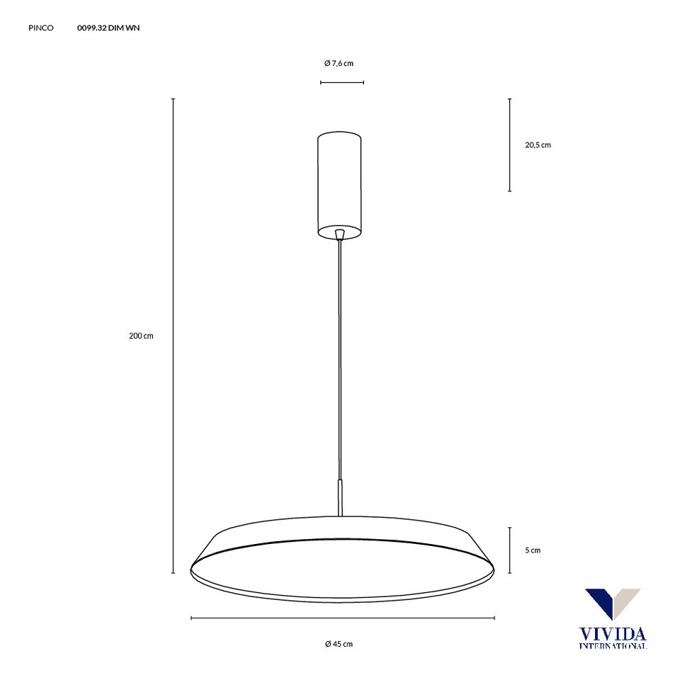 PINCO SOSPENSIONE Ø45 BRONZO 40W 3000K - 4000K DIMMERABILE