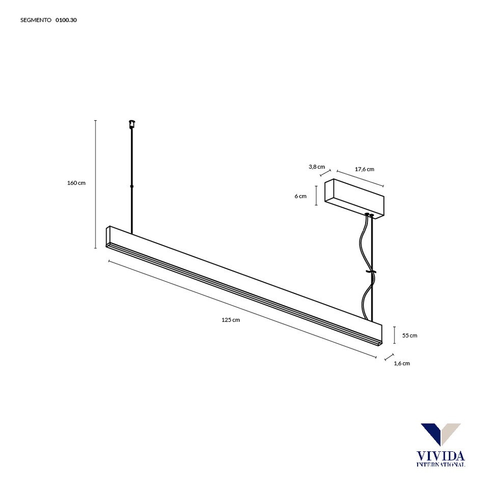 SEGMENTO SOSPENSIONE 125CM BRONZO 30W+10W 2700K-3000K-4000K