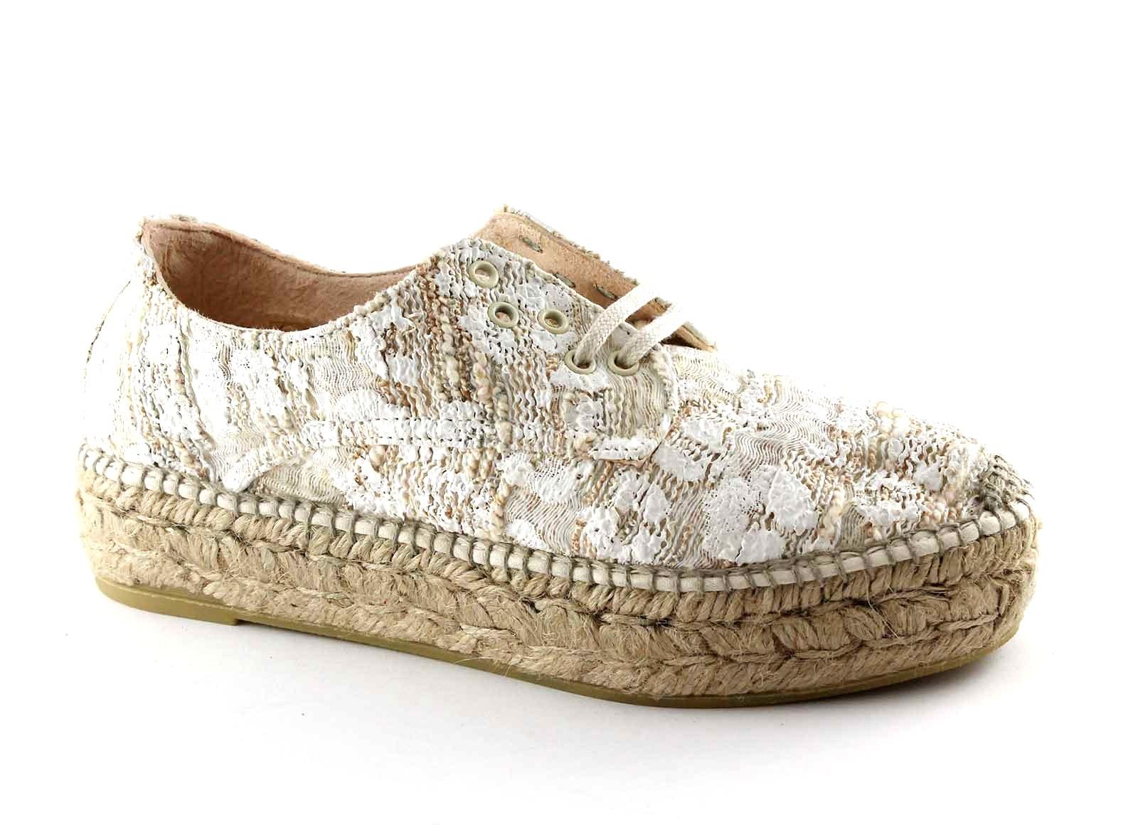 ESPADRILLES EDO crudo panna scarpe donna platform corda lacci