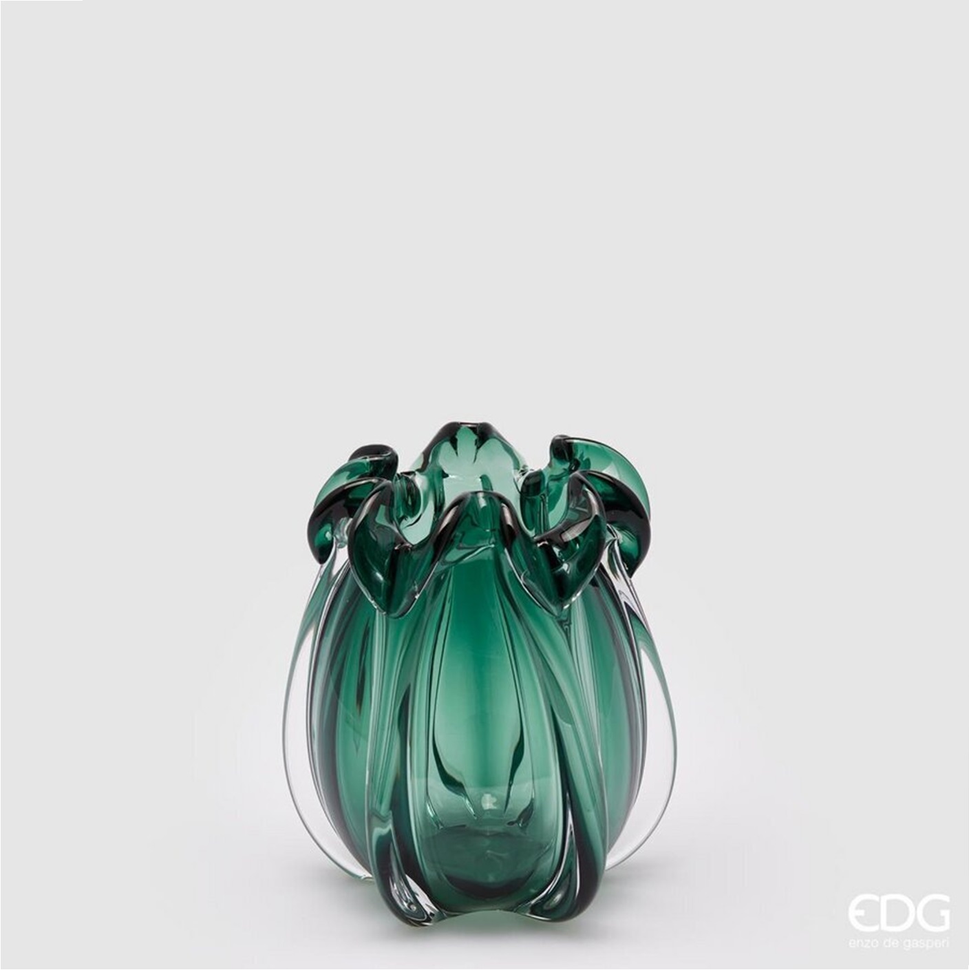 Yuuming Vaso in vetro traslucido da 22 cm, vaso da fiori in stile decorativo floreale, per casa, ufficio (grigio trasparente