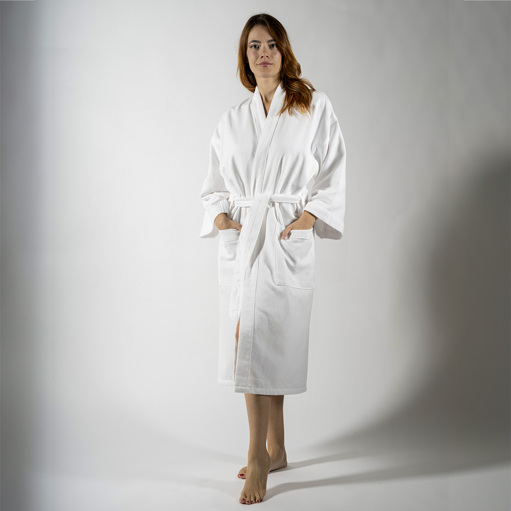 Accappatoio Kimono Bianco Uomo-Donna Bianco 