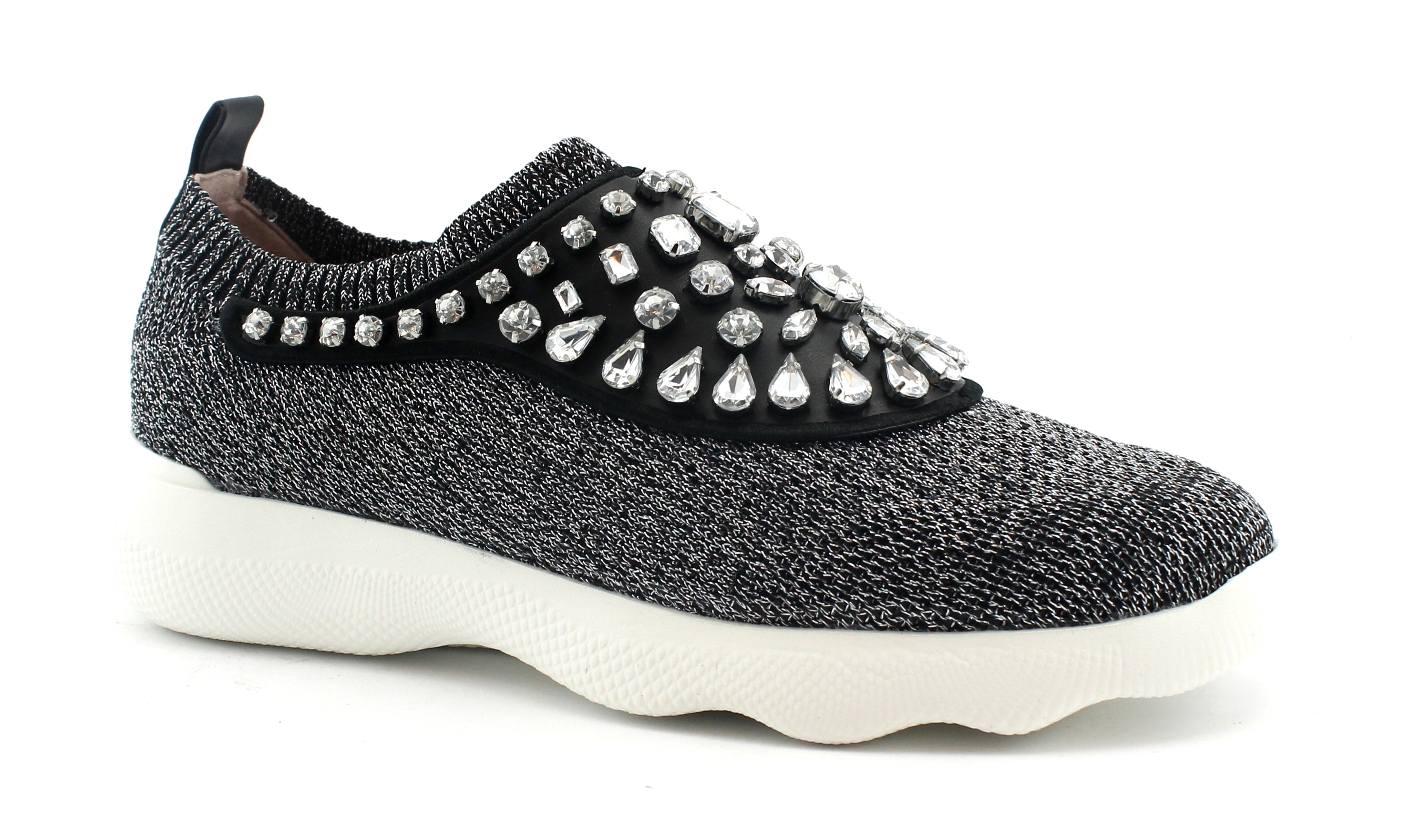 UNISA ELOISE black nero scarpe donna sneakers slip on strass