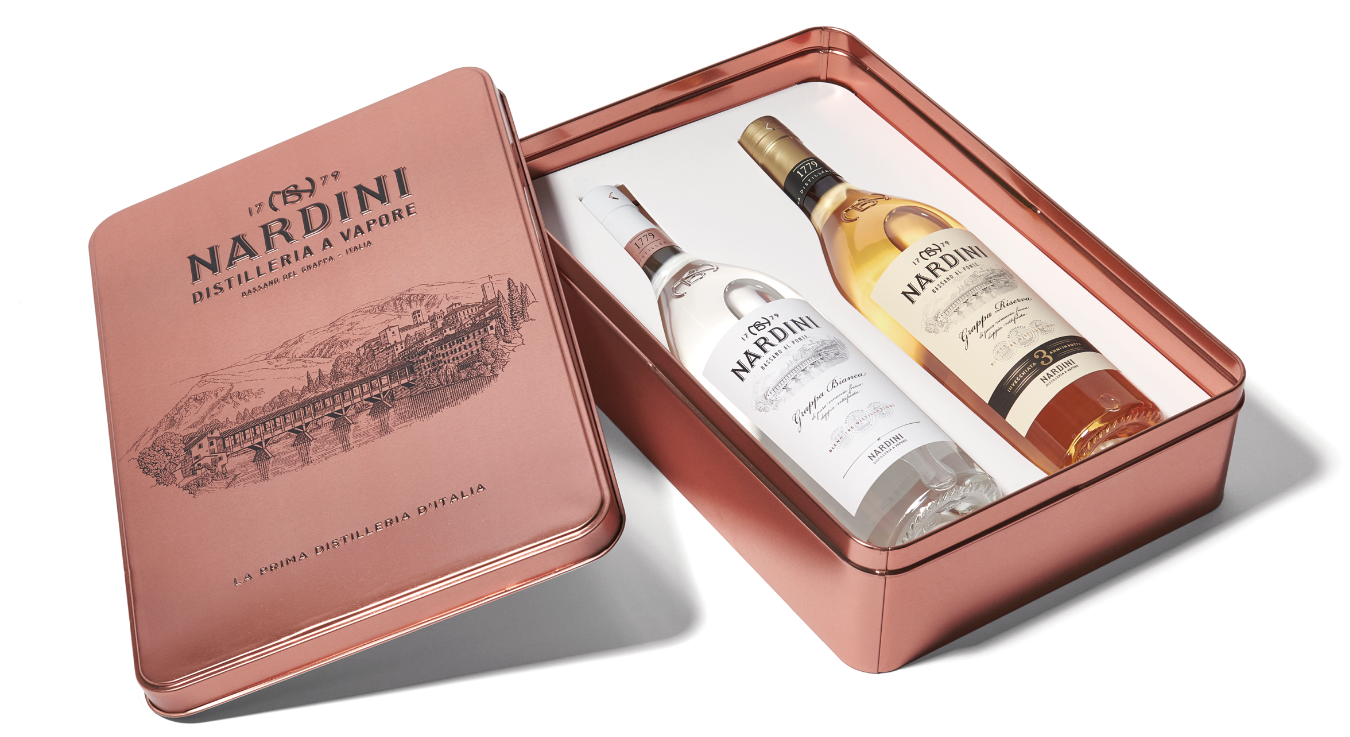 Confezione in latta Grappa Bianca e Riserva box
