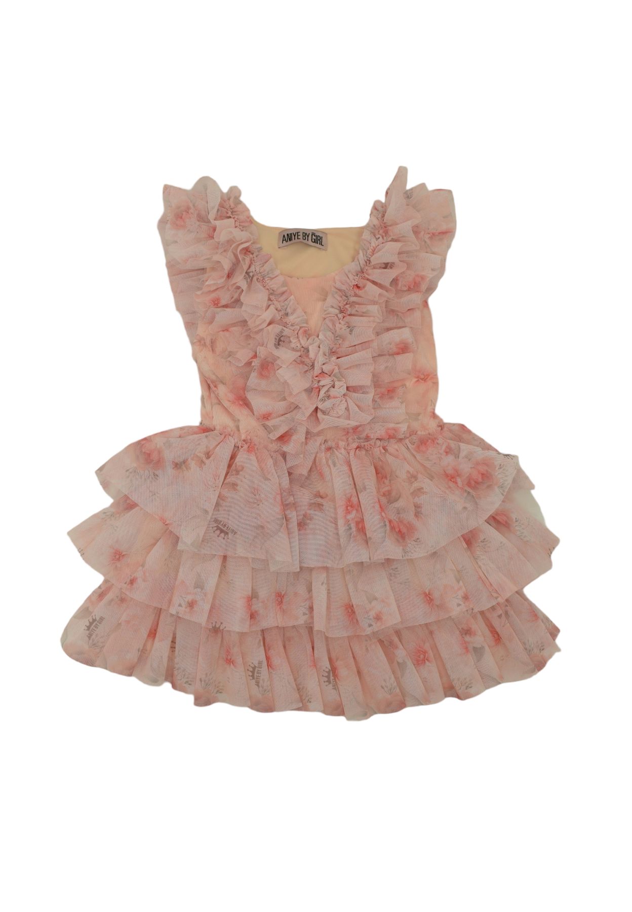 Aniye by girl abito in tulle con stampa floreale. rosa Postalmarket