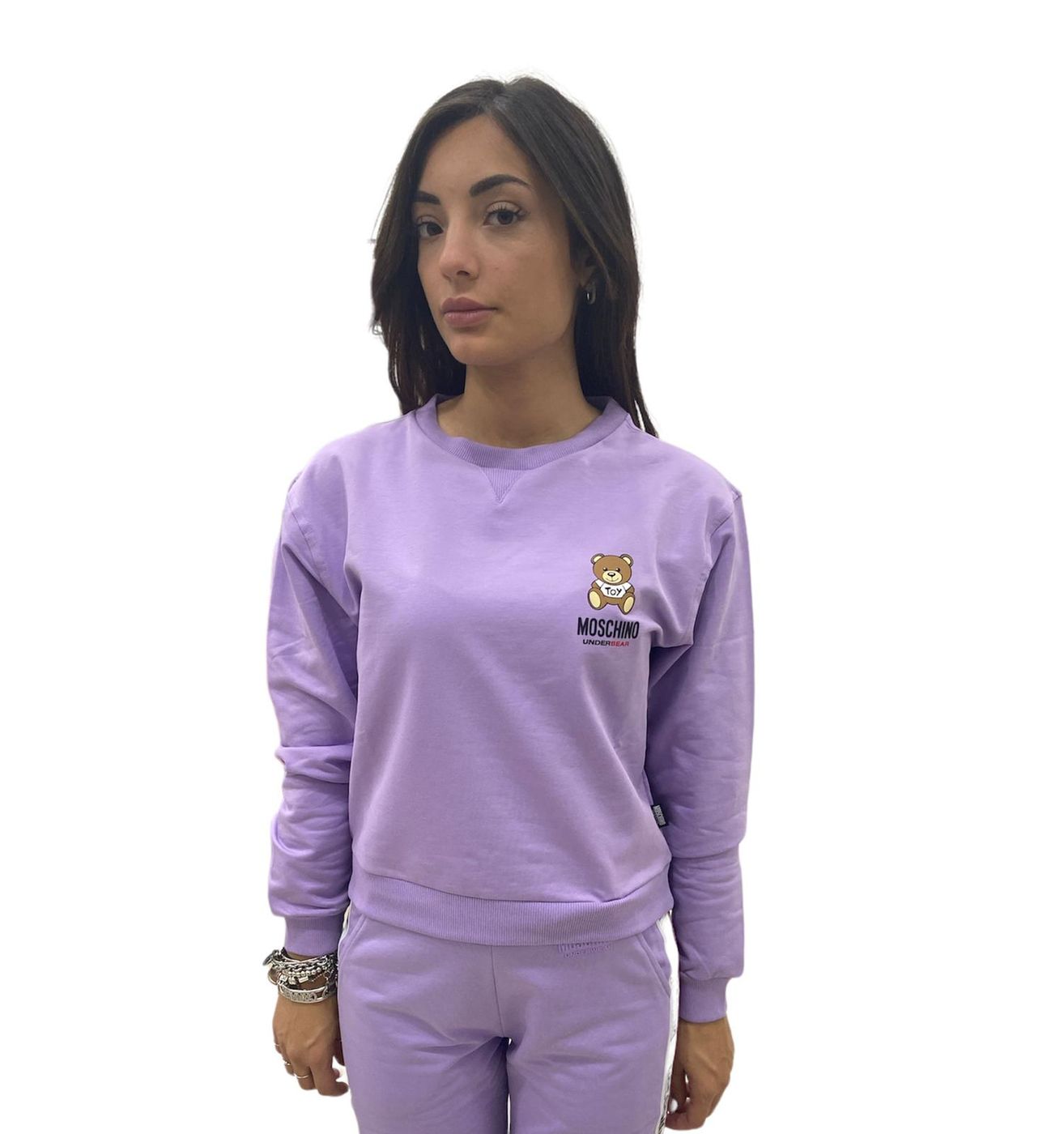 Moschino abbigliamento felpa brushed strech fleece viola Postalmarket
