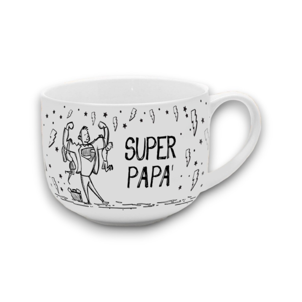 Tazza Super Parrain In Ceramica - 300 Ml, Nera, Lavabile In Lavastoviglie, Idea Regalo