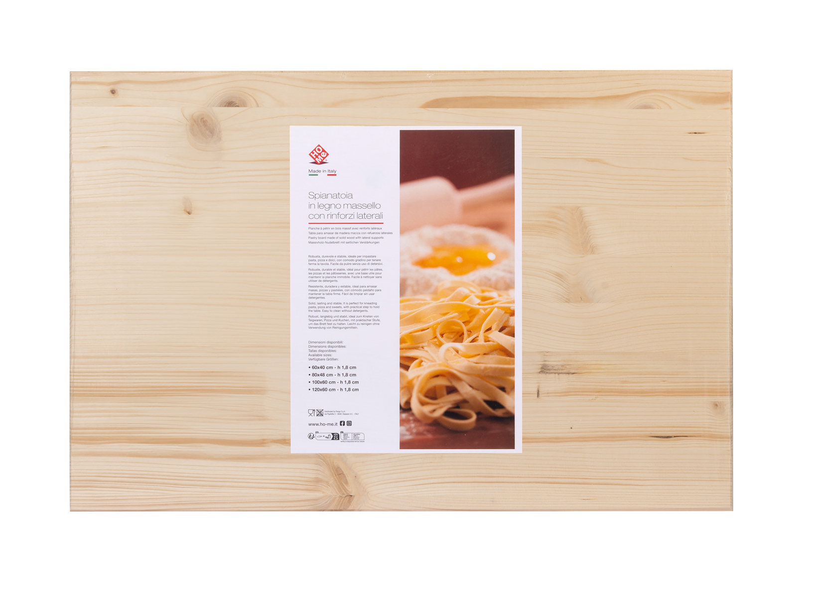 Tavola Per Pasta In Legno Massello 60x40 Cm - Beige, Spessa E Resistente, Per Fare La Pasta In Casa