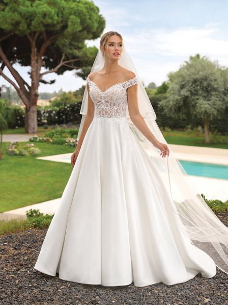 Abito da sposa hot sale mikado e pizzo