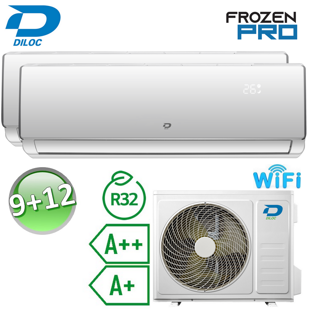 Climatiseur bi-split 9000+12000 Btu R32 A++/A+ Diloc Frozen PRO (U.E. 4.1) - WiFi intégré | SAMA' S.R.L