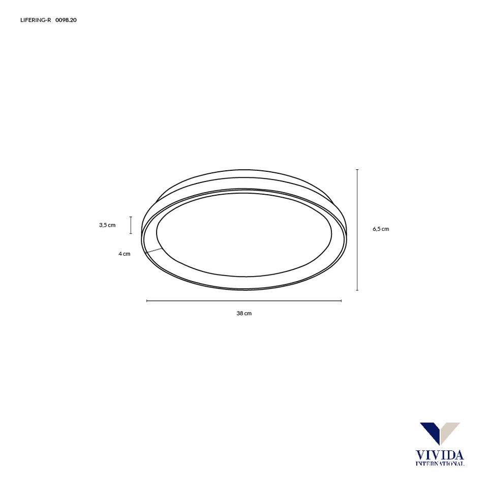 LIFERING-R PLAFONIERA Ø38 NERO 48W 3000K-4000K DIMMERABILE