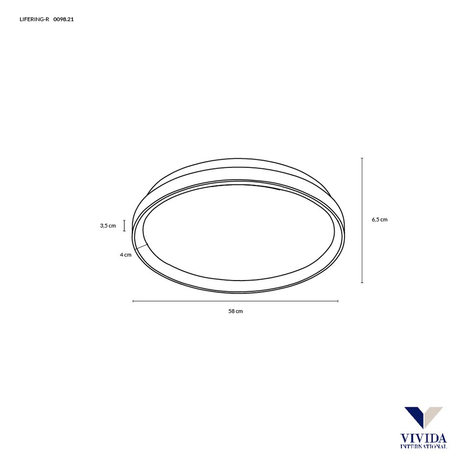 LIFERING-R PLAFONIERA Ø58 TITANIO 60W 3000K-4000K DIMMERABILE