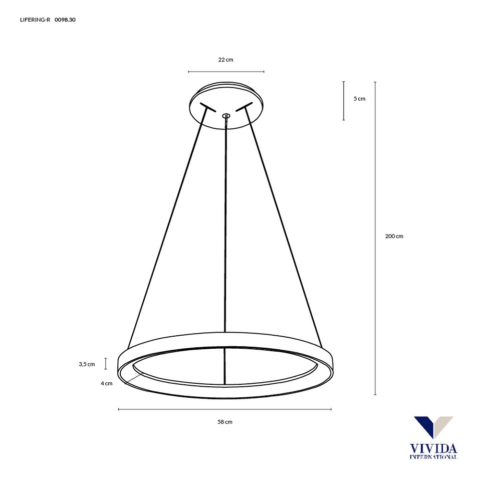 LIFERING-R SOSPENSIONE Ø58 BIANCO 60W 3000K-4000K DIMMERABILE