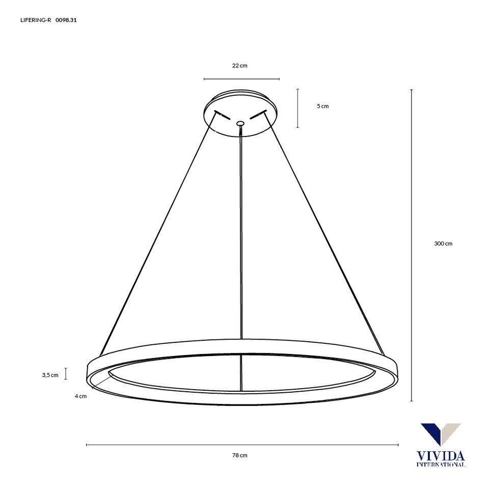 LIFERING-R SOSPENSIONE Ø78 NERO 80W 3000K-4000K DIMMERABILE