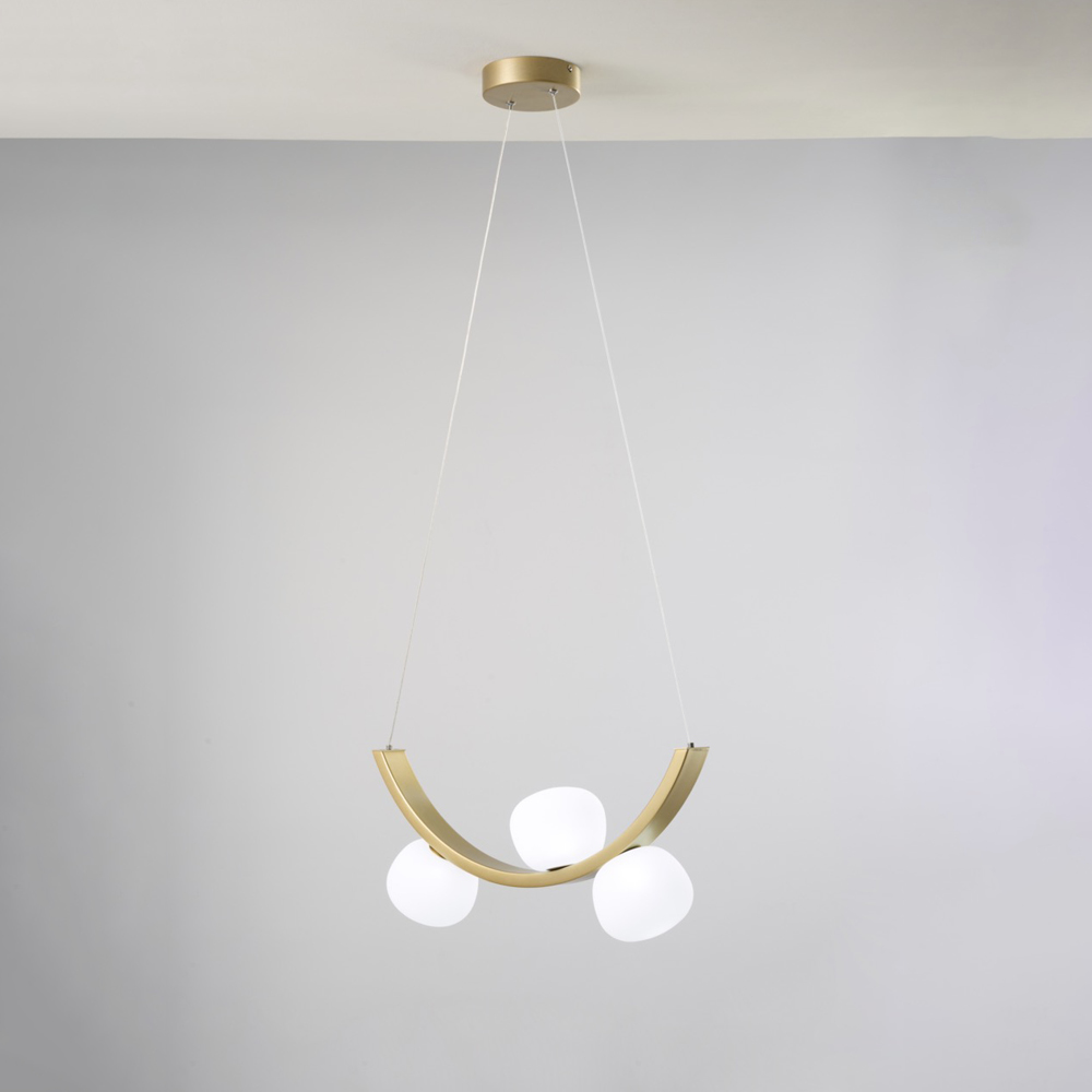 SUNSET SOSPENSIONE 3 LUCI ORO SPAZZOLATO 18W 3000K DIMMERABILE