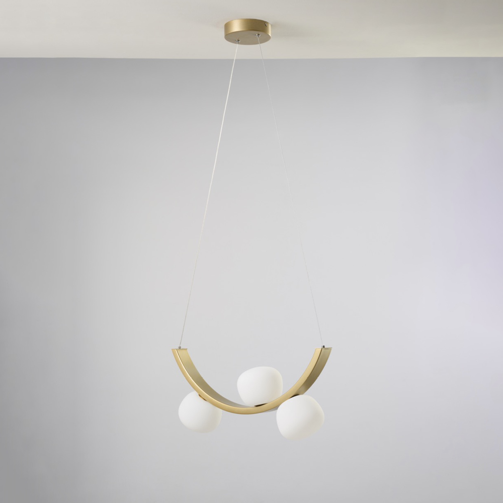 SUNSET SOSPENSIONE 3 LUCI ORO SPAZZOLATO 18W 3000K DIMMERABILE
