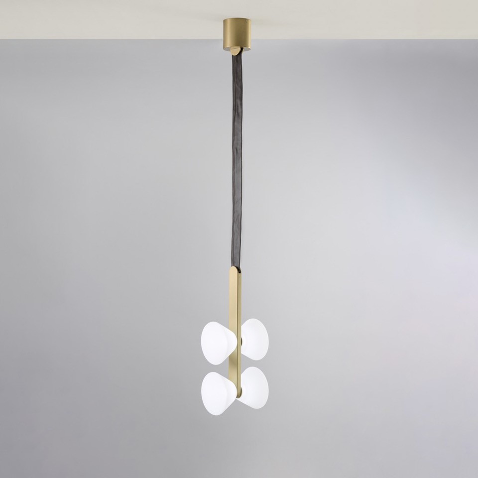 MADAME SOSPENSIONE 4 LUCI ORO SPAZZOLATO 24W 3000K DIMMERABILE