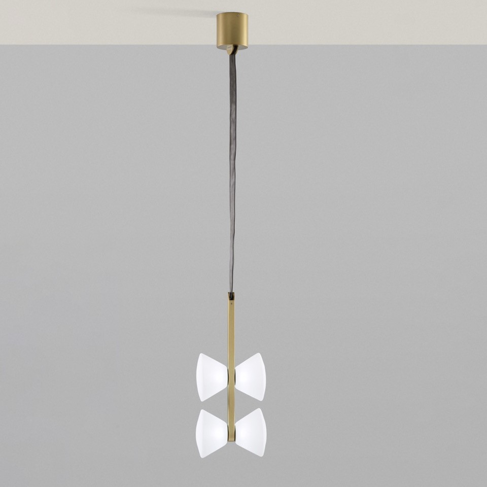 MADAME SOSPENSIONE 4 LUCI ORO SPAZZOLATO 24W 3000K DIMMERABILE