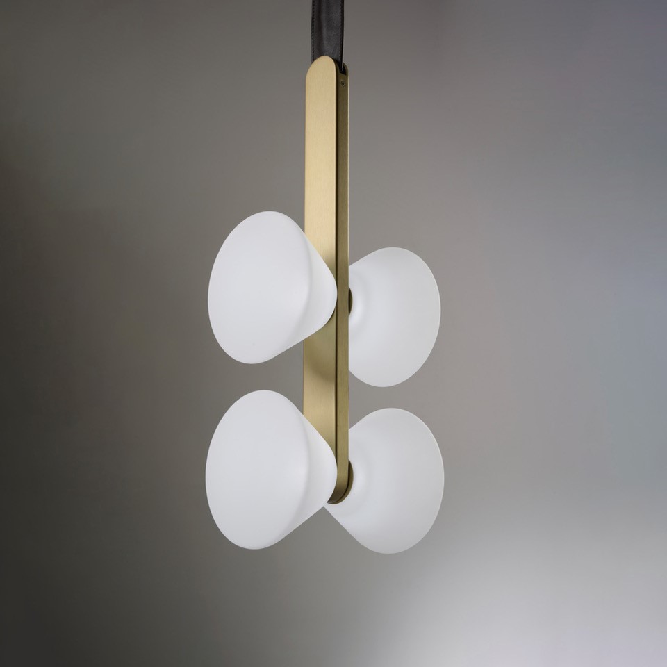 MADAME SOSPENSIONE 4 LUCI ORO SPAZZOLATO 24W 3000K DIMMERABILE