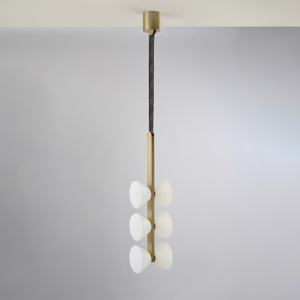 MADAME SOSPENSIONE 6 LUCI ORO SPAZZOLATO 36W 3000K DIMMERABILE