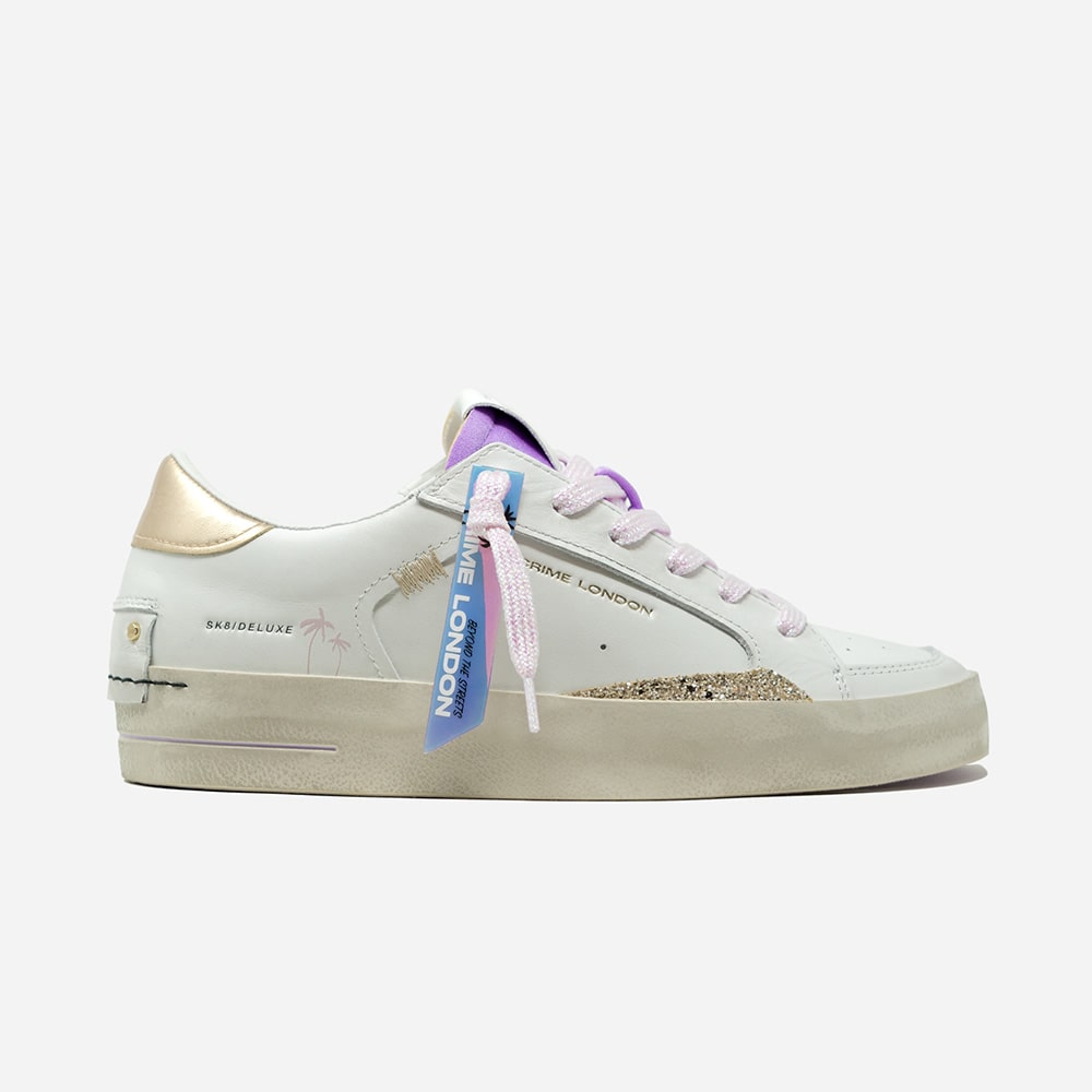 CRIME LONDON sneakers donna SK8 DELUXE Sugar Plum bianca Attili Calzature