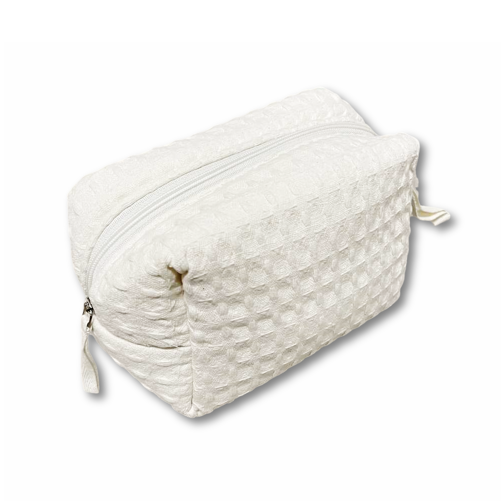 Pochette beauty nido d' ape panna con zip Le tele di Margi