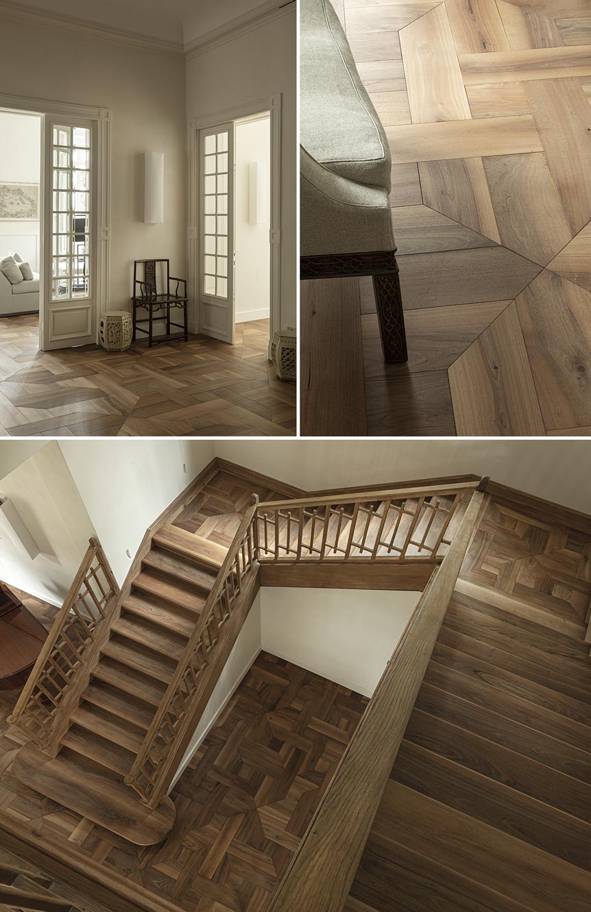 Pavimenti e scale trattate a cera profumata all'amabra